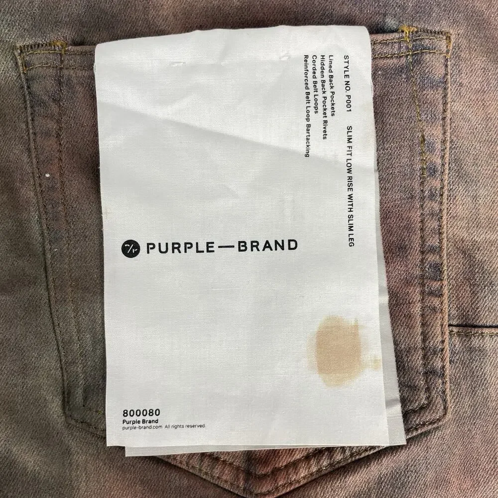 Purple Brand P001 Slim Fit Mineral Dye Stretch Denim Jeans Men's Size 36x34